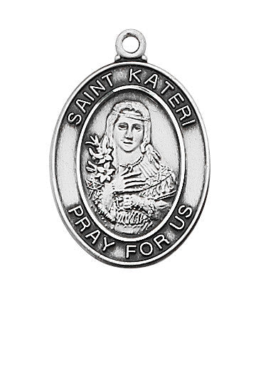 Sterling St Kateri Medal on 18" Chain