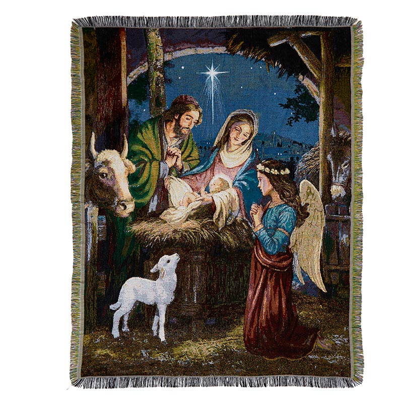 Holy Family Nativity Tapestry Throw Blanket