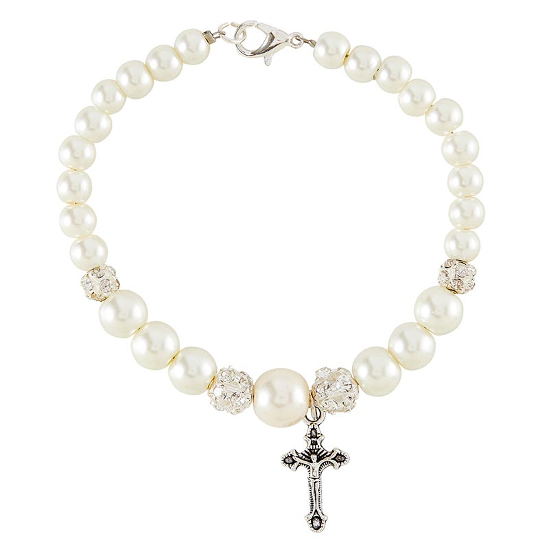 Ivory Pearl Wedding Bracelet with Dangle