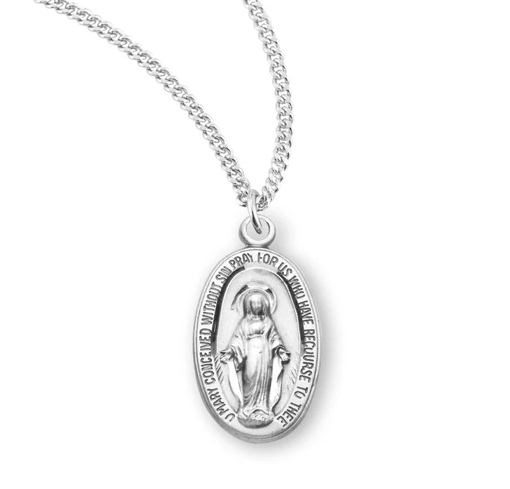 Sterling Silver Oval Miraculous Medal