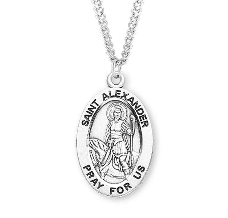 Patron Saint Alexander Oval Sterling Silver Medal