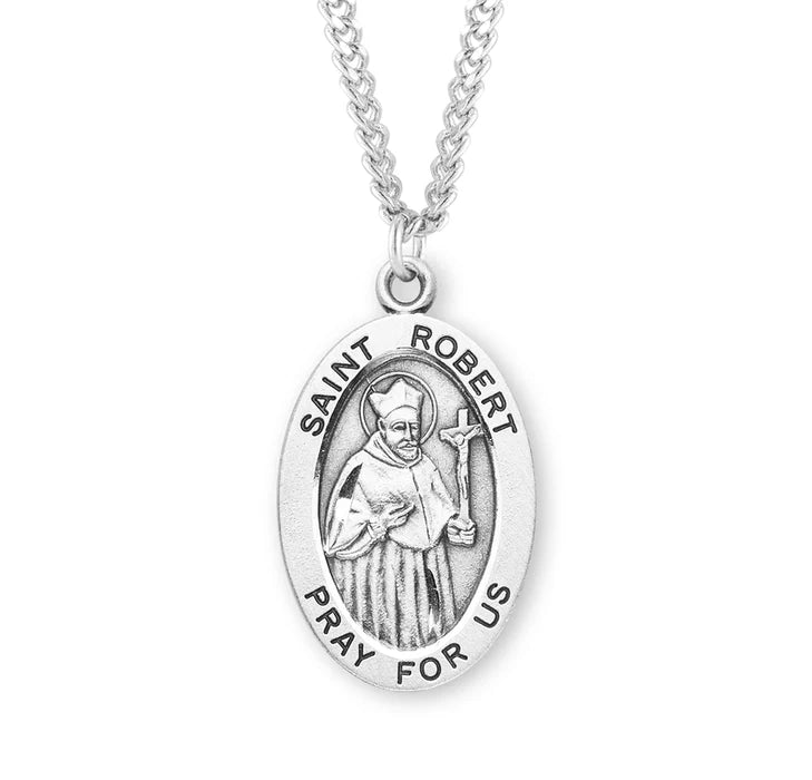 Patron Saint Robert Oval Sterling Silver Medal