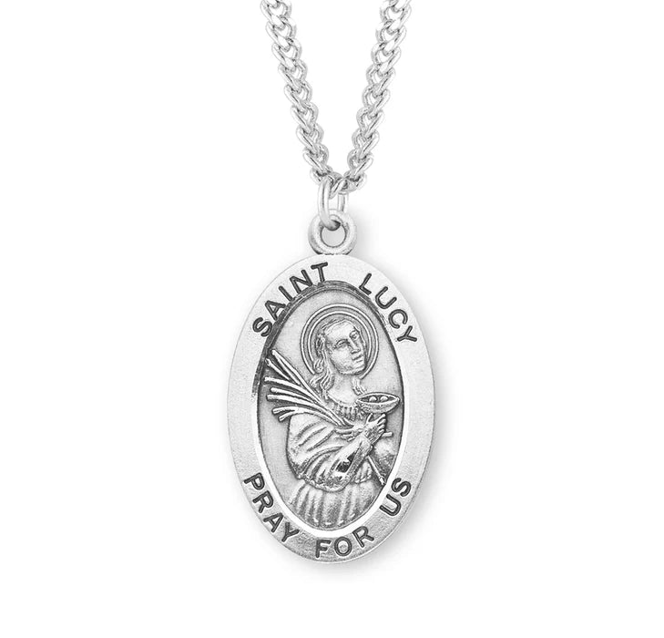 Patron Saint Lucy Oval Sterling Silver Medal