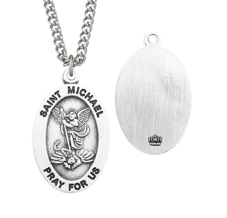 Saint Michael Archangel Oval Sterling Silver