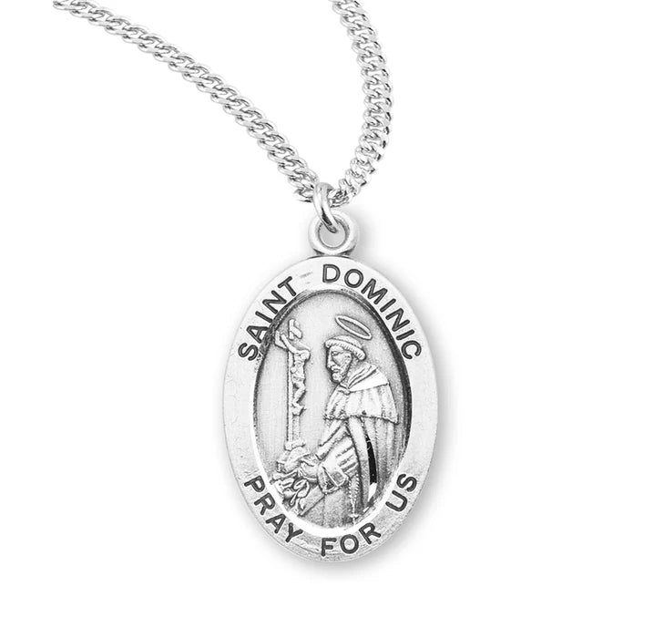 Patron Saint Dominic Oval Sterling Silver Medal