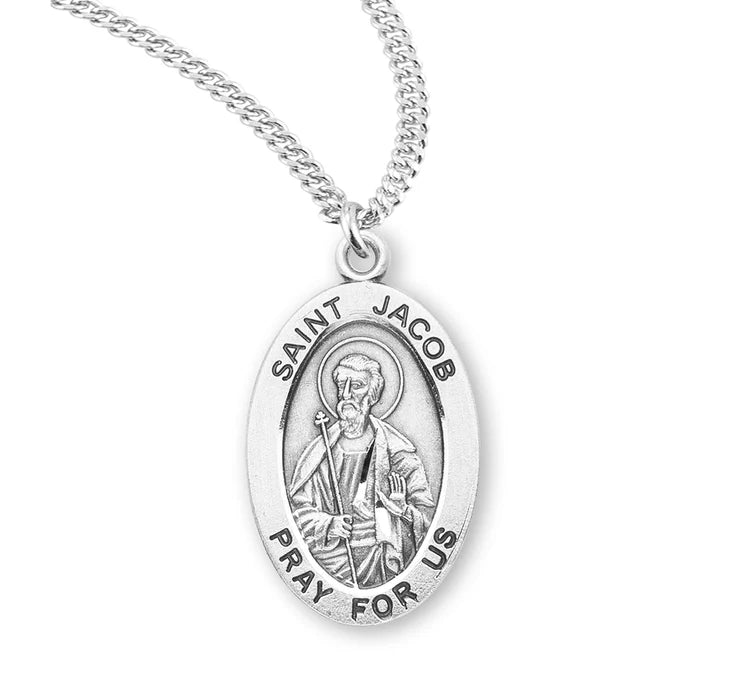 Patron Saint Jacob Oval Sterling Silver Medal