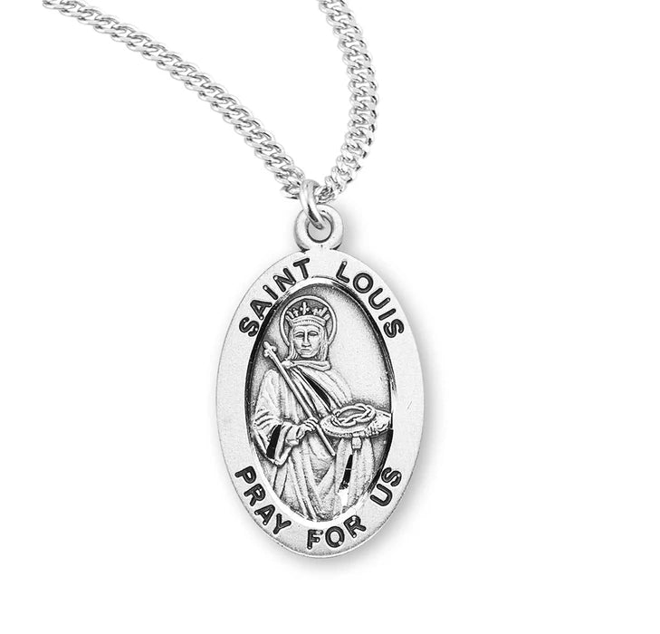 Patron Saint Louis Oval Sterling Silver Medal