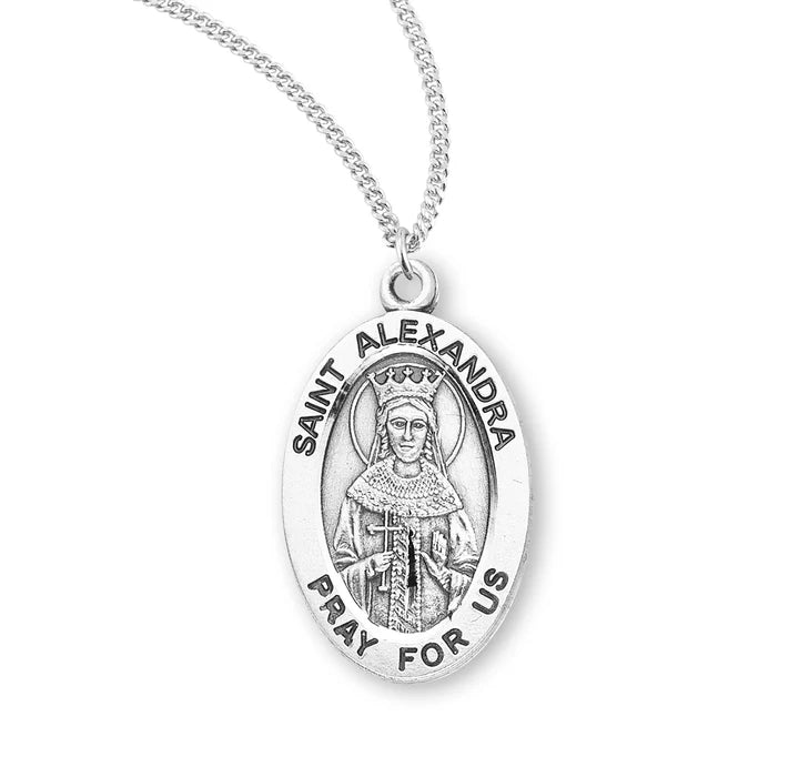 Patron Saint Alexandra Oval Sterling Silver Medal