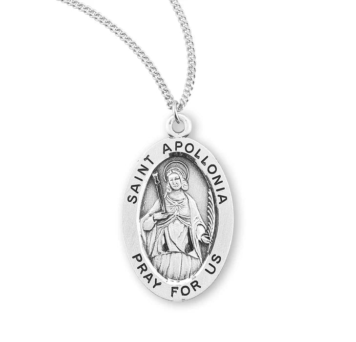 Patron Saint Apollonia Oval Sterling Silver Medal