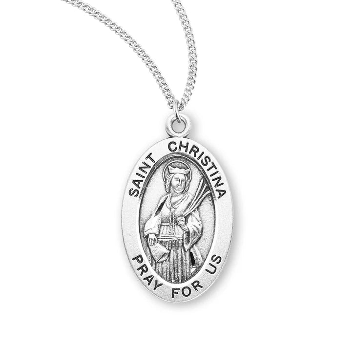 Patron Saint Christina Oval Sterling Silver Medal