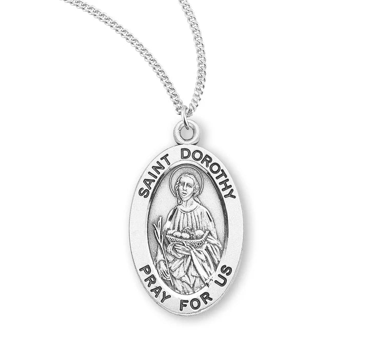 Patron Saint Dorothy Oval Sterling Silver Medal