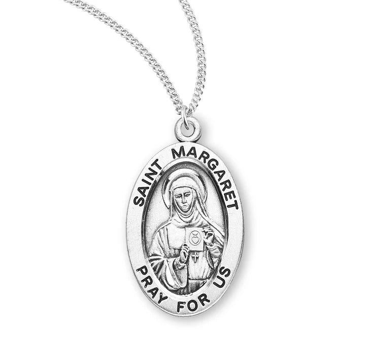 Patron Saint Margaret Oval Sterling Silver Medal