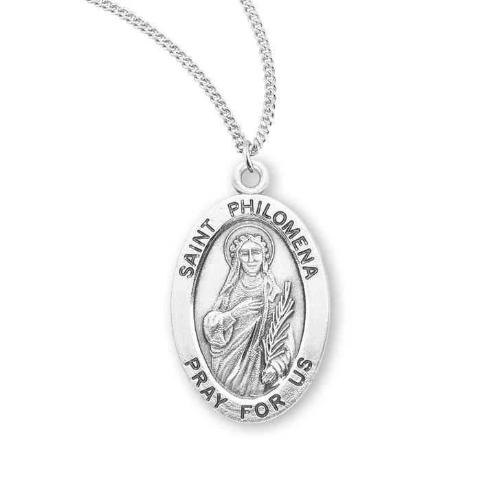 Patron Saint Philomena Oval Sterling Silver