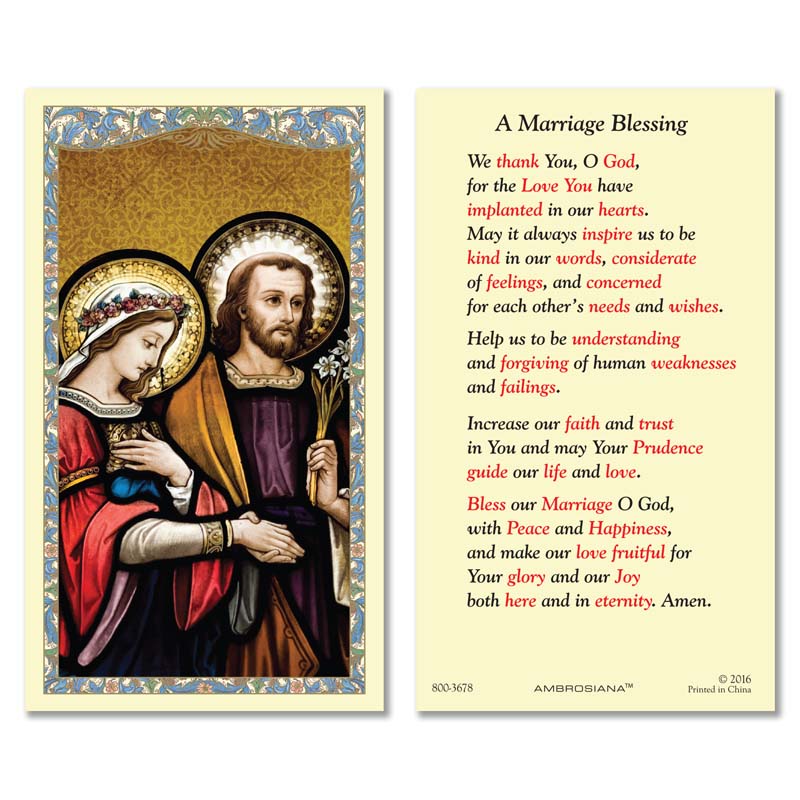 Wedding at Cana - Marriage Blessing Holy Card - 25/pk