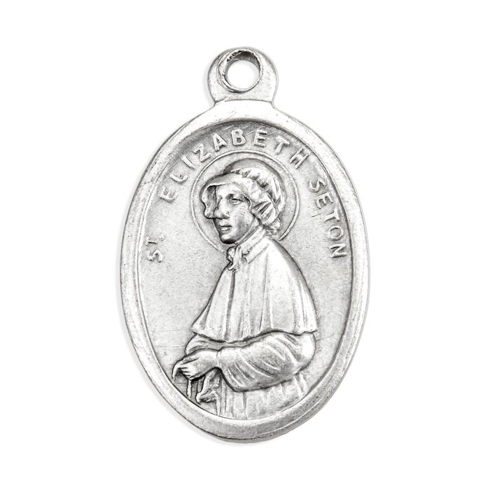 1" Saint Elizabeth Seton - Pray for Us Silver Ox Medal