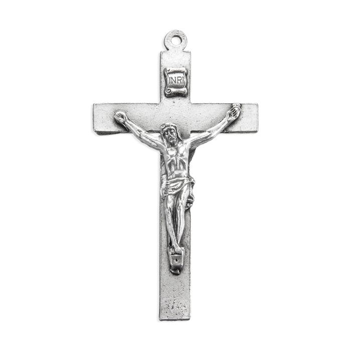 1 3/4" Antiqued Silver Oxidized Crucifix