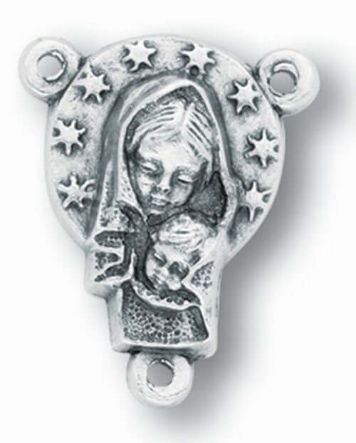 Madonna & Child Rosary Centerpiece | Metal | 1" | Italy |