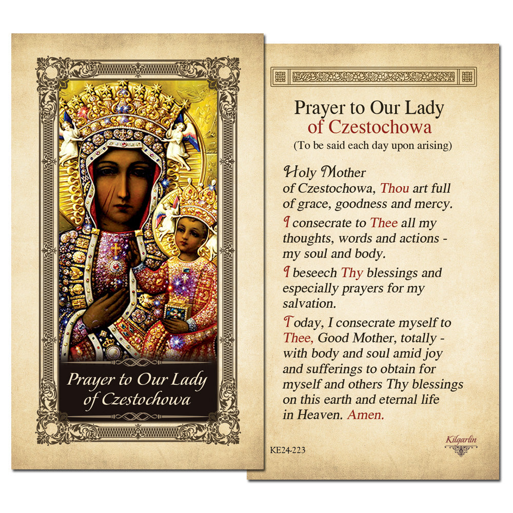 Our Lady of Czestochowa Kilgarlin Laminated Prayer Card - ShopCatholic