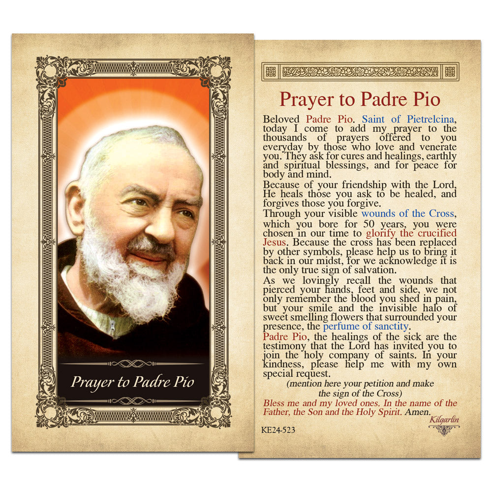 Padre Pio Kilgarlin Laminated Prayer Card - ShopCatholic