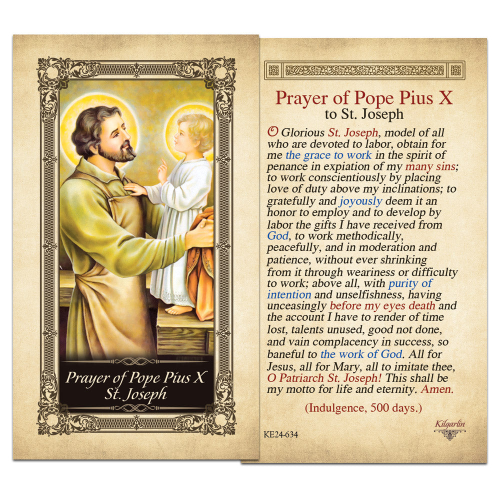 Prayer of Pope Pius X St. Joseph Kilgarlin Laminated Prayer Card ...