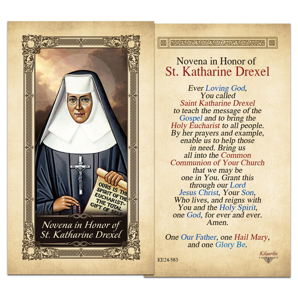 Novena In Honor Of St. Katharine Drexel Laminated Prayer Card 